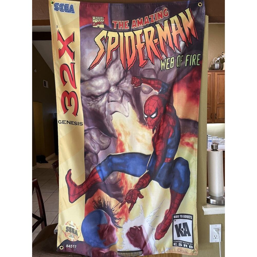 Amazing Spider-Man: Web of Fire 5ft Flag Sega Genesis 32X